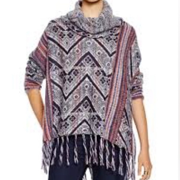 Free People Be The One Turtleneck Poncho Sweater - Picture 3 of 5